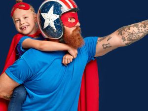 Superhero dad protecting his child from online harms using Gigabit IQ