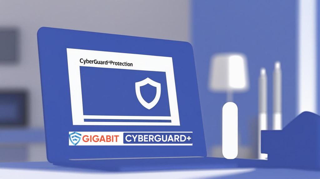 Managed Wi-Fi network with CyberGuard+ protection dashboard, showing IoT devices secured and incident alerts.
